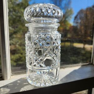 Cut Crystal Cherry Jar Vanity w Lid Antique Victorian Glass ABCG Era Barware VTG